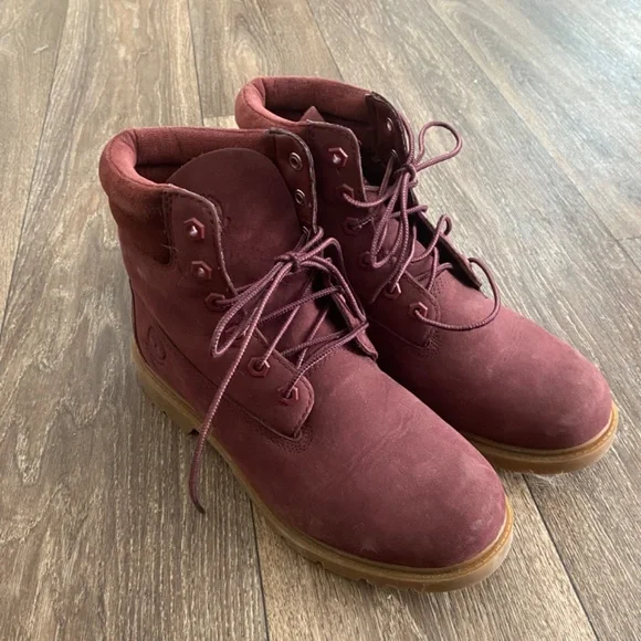 Burgundy Timberland Boots Size 8.5 - Picture 2 of 3
